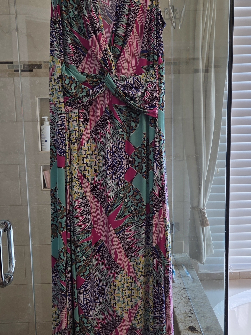 Veronica M Pink, Teal & Purple Twist-Front Maxi Dress - Picture 3 of 5